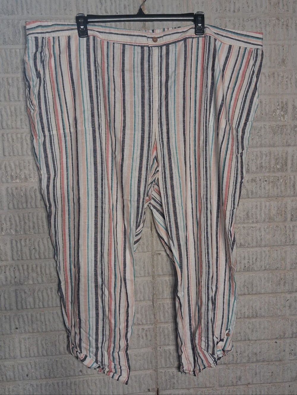 Naturals D&Co Vertical Striped Lightweight Linen Blend Pants - Multi Color 4XP